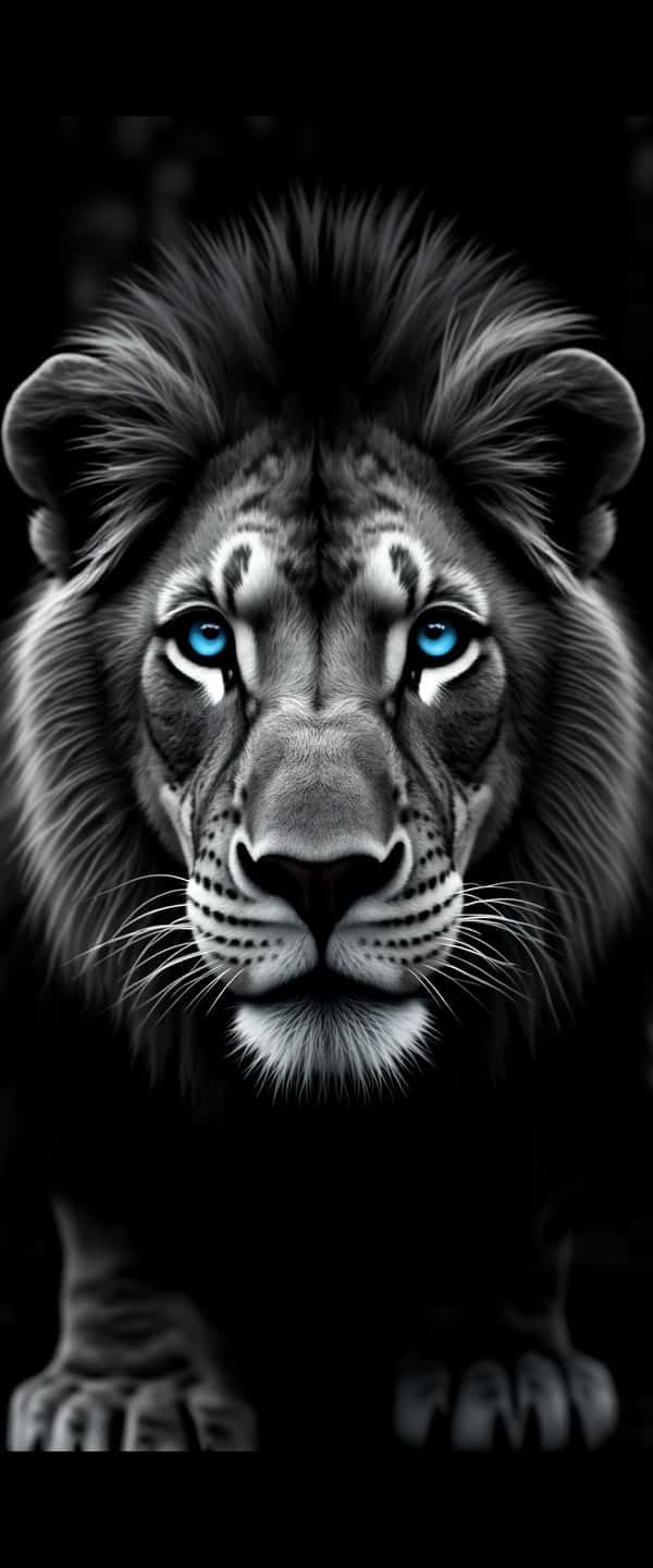 Monochrome Lion with Blue Eyes Phone Case Monochrome Lion with Blue Eyes Phone Case