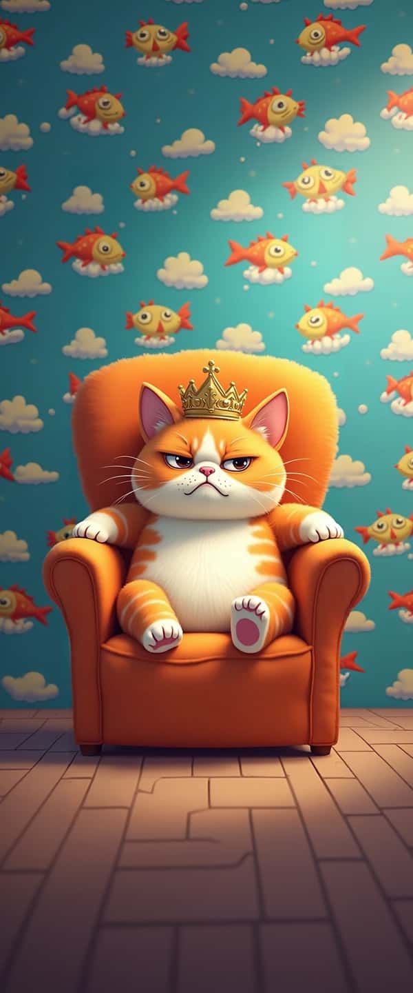 Grumpy Cat in Royal Throne Phone Case