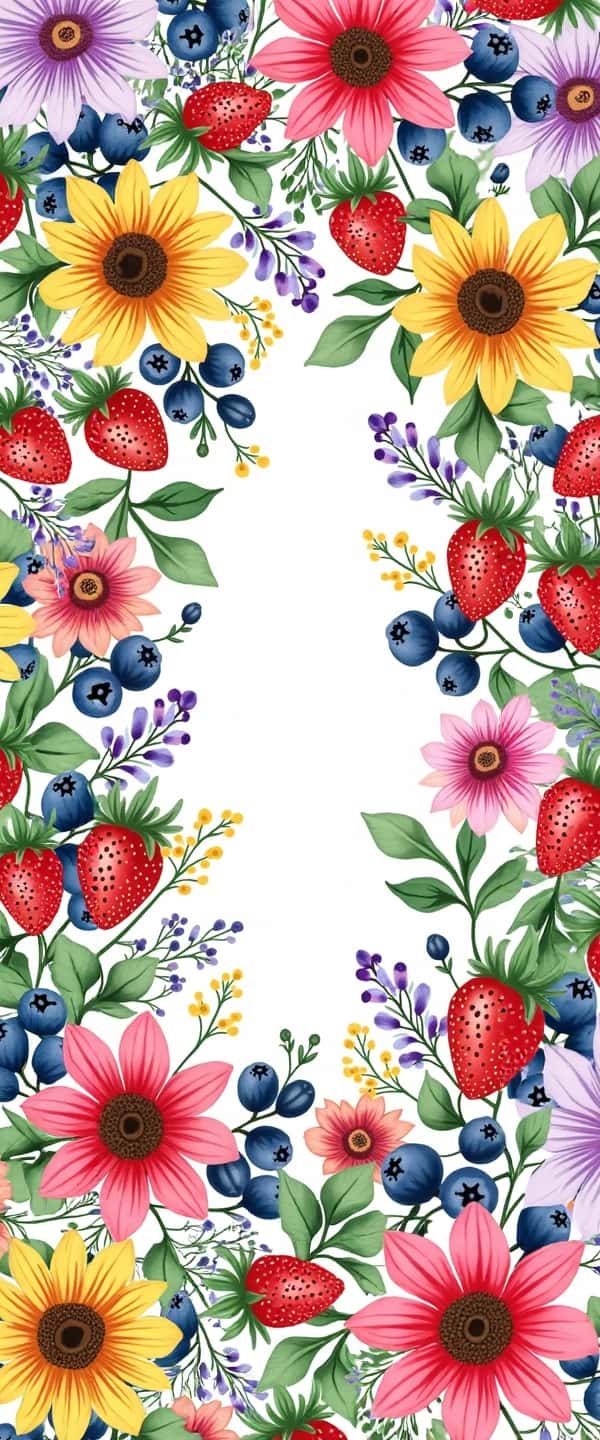 Berries and Wildflowers Pattern Phone Case