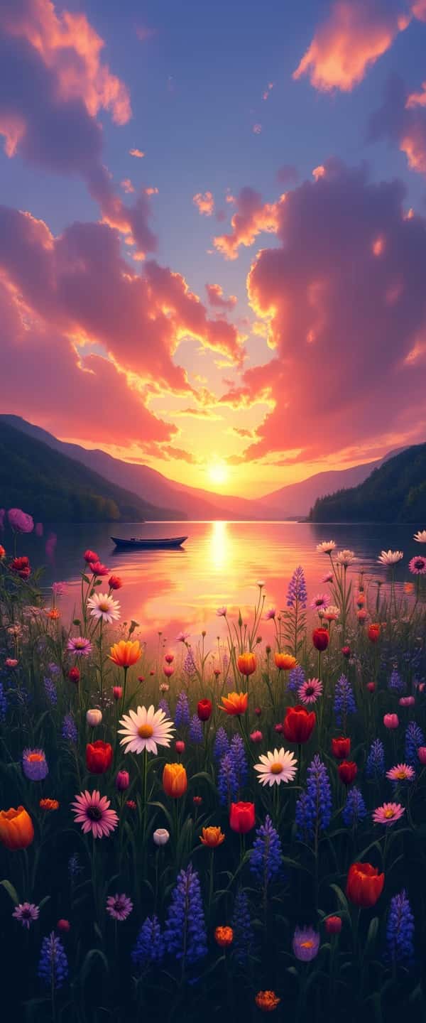Sunset Over Blossoming Landscape Phone Case Sunset Over Blossoming Landscape Phone Case
