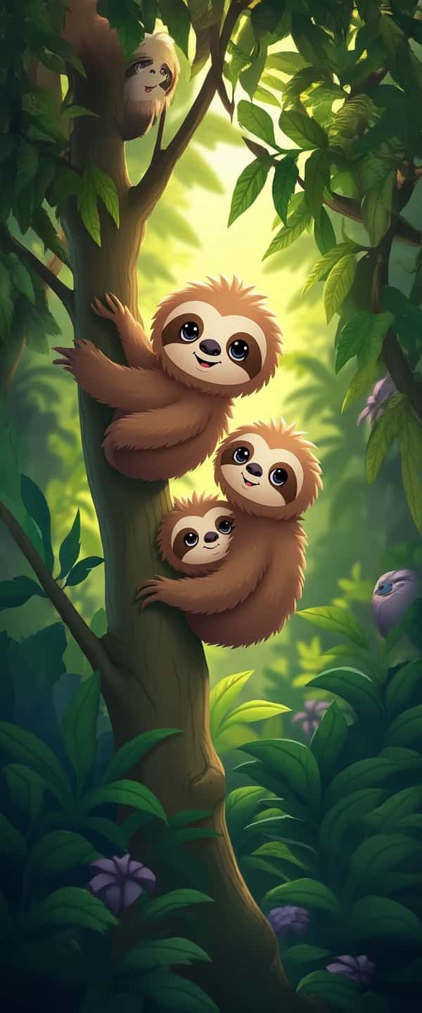 Playful Sloths in Rainforest Phone Case