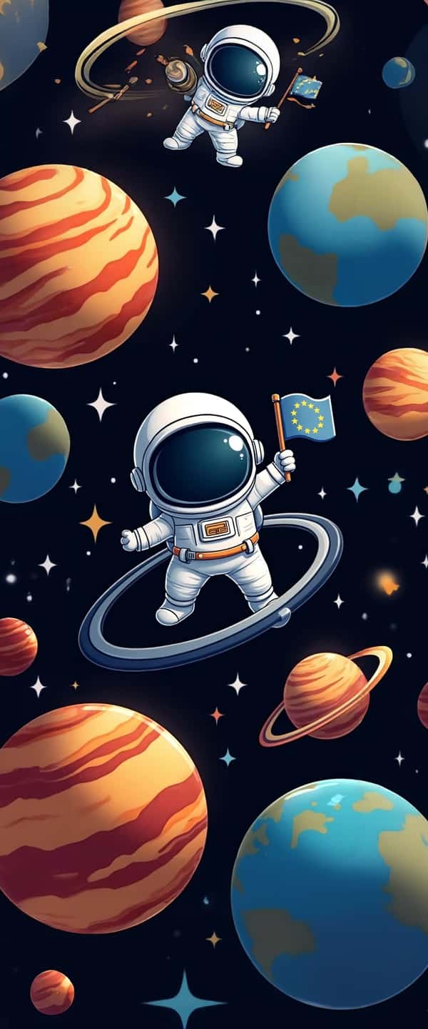 Playful Space-themed Cartoon Design Phone Case Playful Space-themed Cartoon Design Phone Case