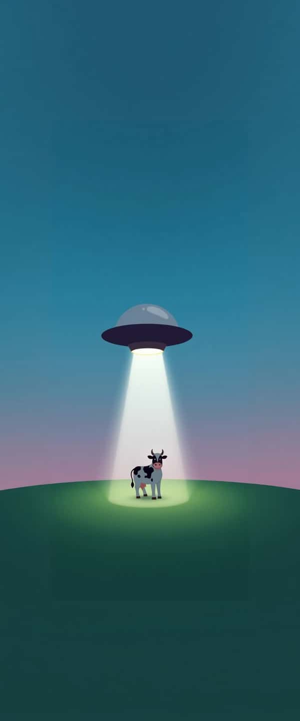 Minimalist UFO Cow Scene Phone Case