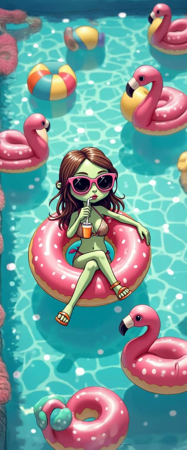 Zombie in Sunglasses on Inner Tube Phone Case