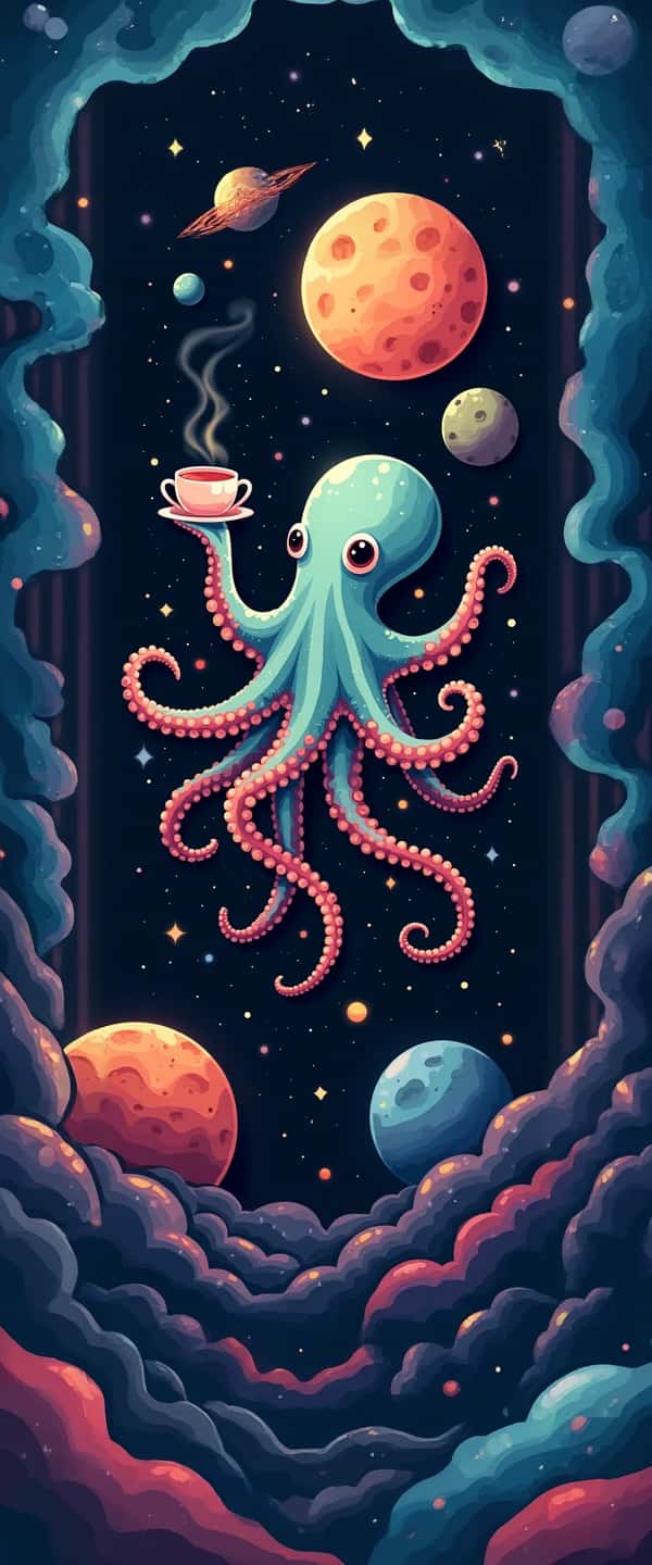Whimsical Octopus in Space Phone Case