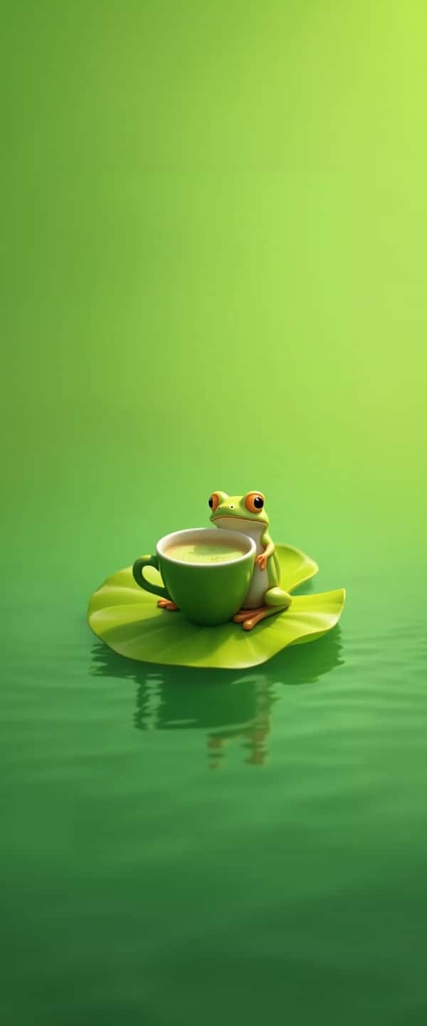 Frog on Lily Pad with Matcha Phone Case Frog on Lily Pad with Matcha Phone Case