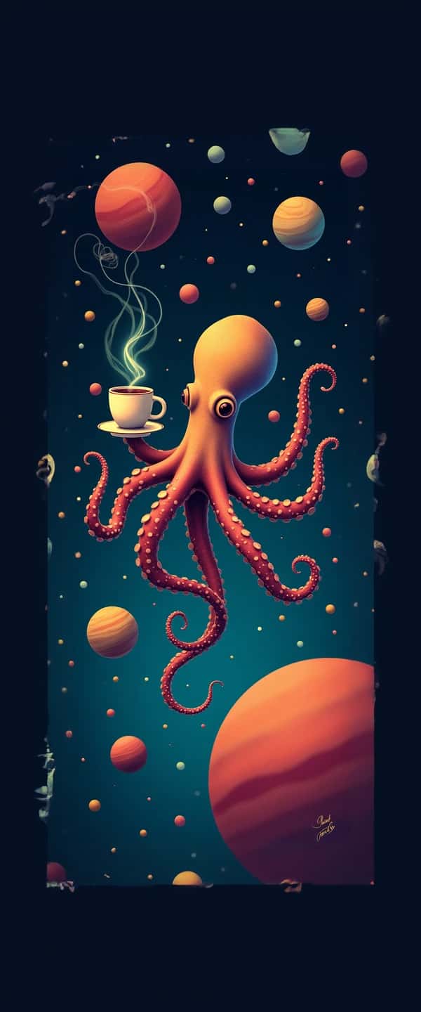 Cosmic Octopus Tea Time Phone Case