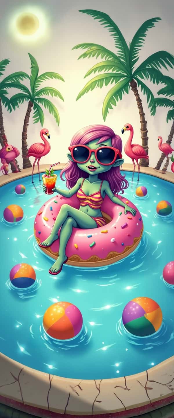Cute Zombie in Pool Phone Case