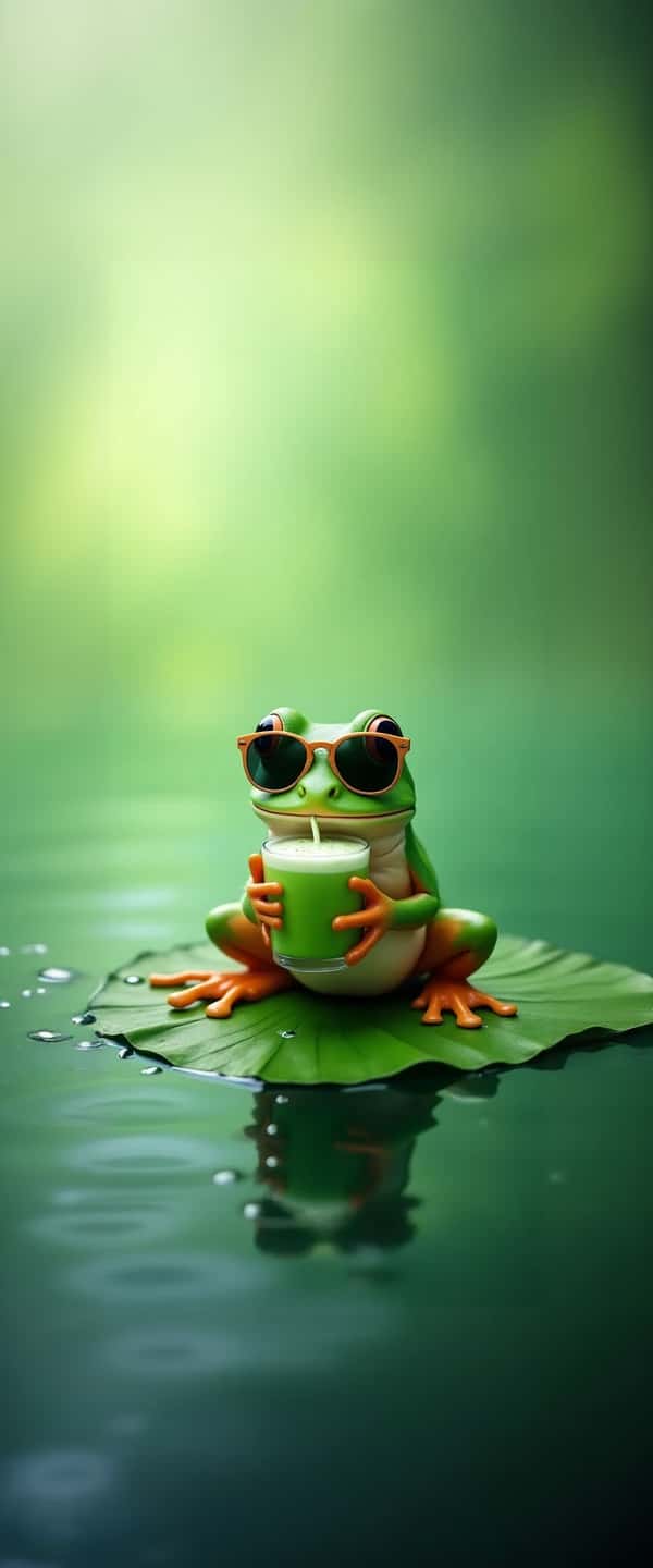 Frog with Sunglasses on Lily Pad Phone Case Frog with Sunglasses on Lily Pad Phone Case
