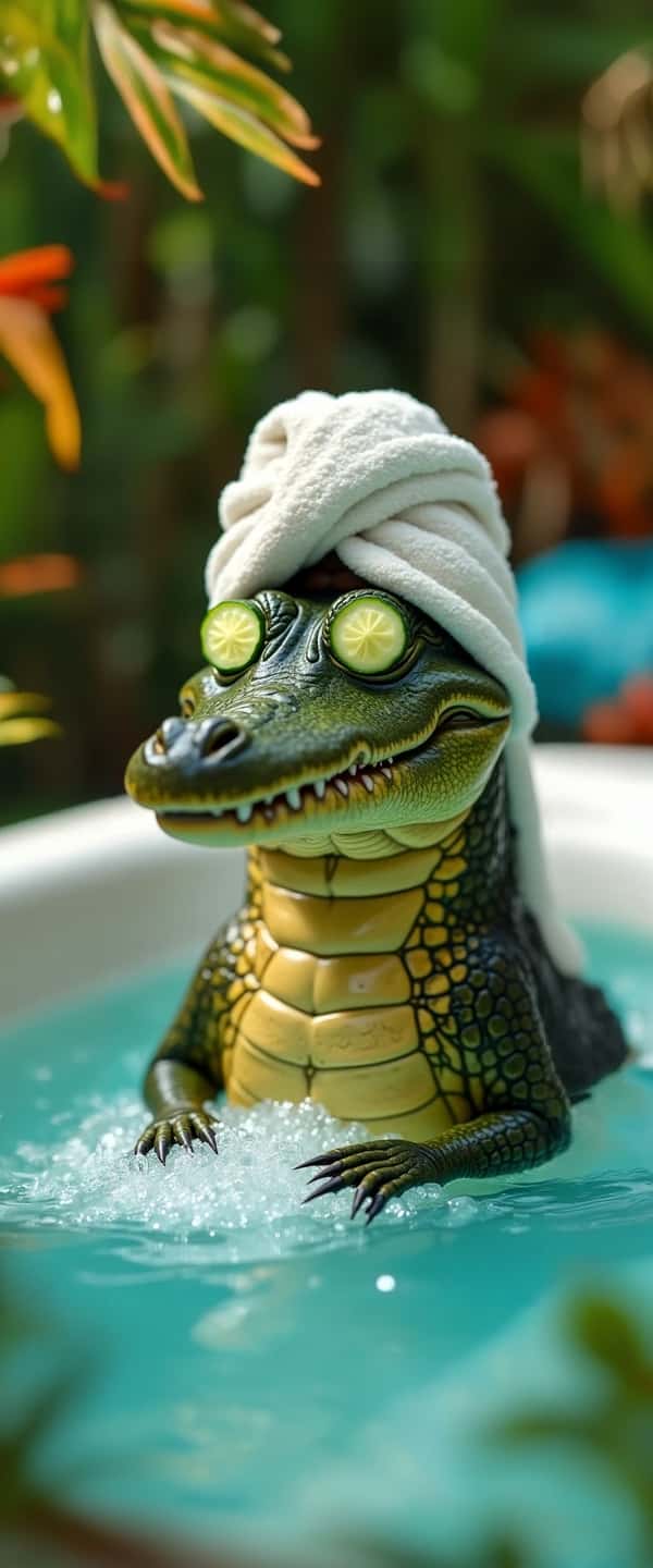 Dapper Crocodile Spa Scene Phone Case