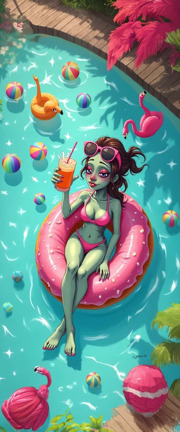 Quirky Zombie Pool Party Phone Case