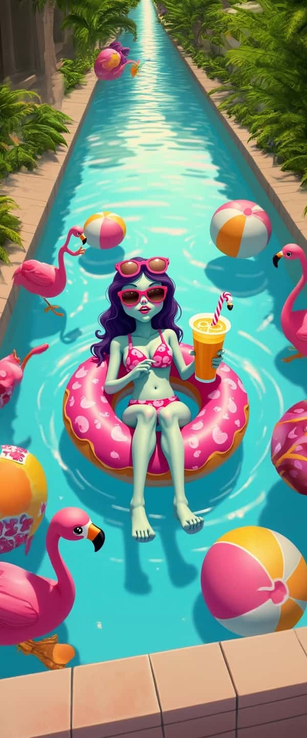 Cute Zombie Summer Pool Scene Phone Case Cute Zombie Summer Pool Scene Phone Case