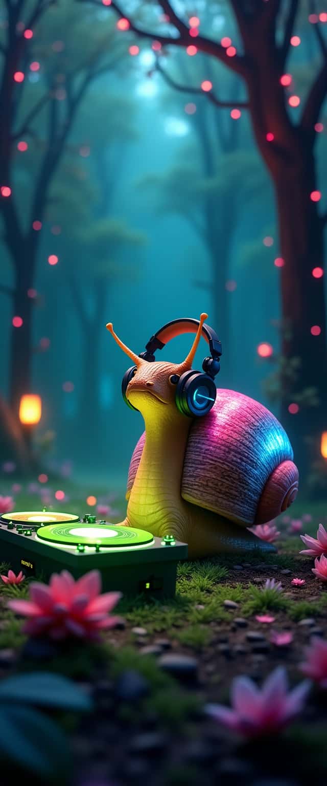 Psychedelic Snail DJ in Forest Phone Case Psychedelic Snail DJ in Forest Phone Case