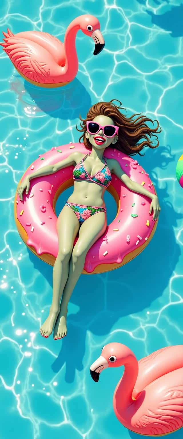 Playful Zombie Pool Scene Phone Case