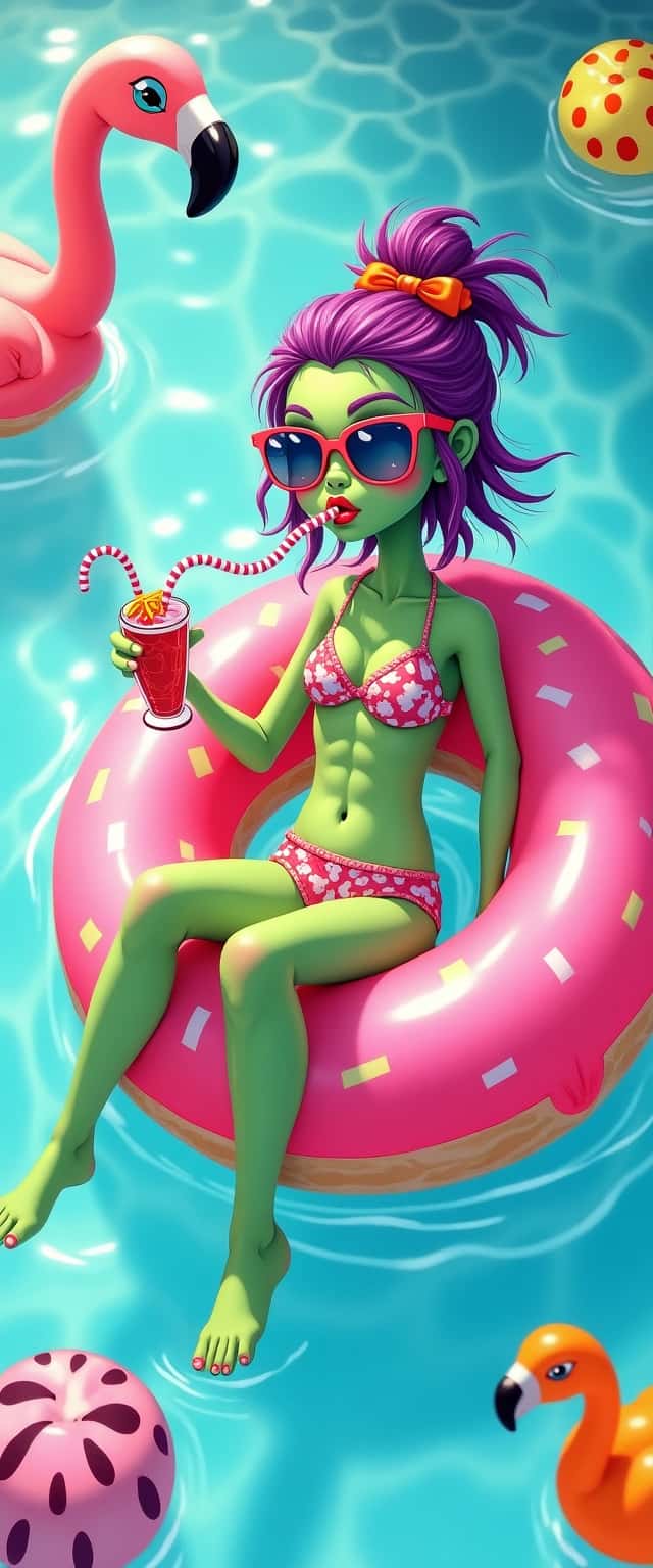 Cute Zombie Pool Scene Phone Case