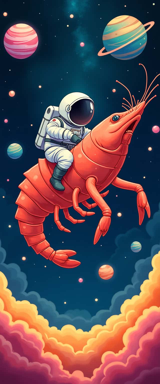 Cartoon Astronaut Riding Shrimp Phone Case Cartoon Astronaut Riding Shrimp Phone Case
