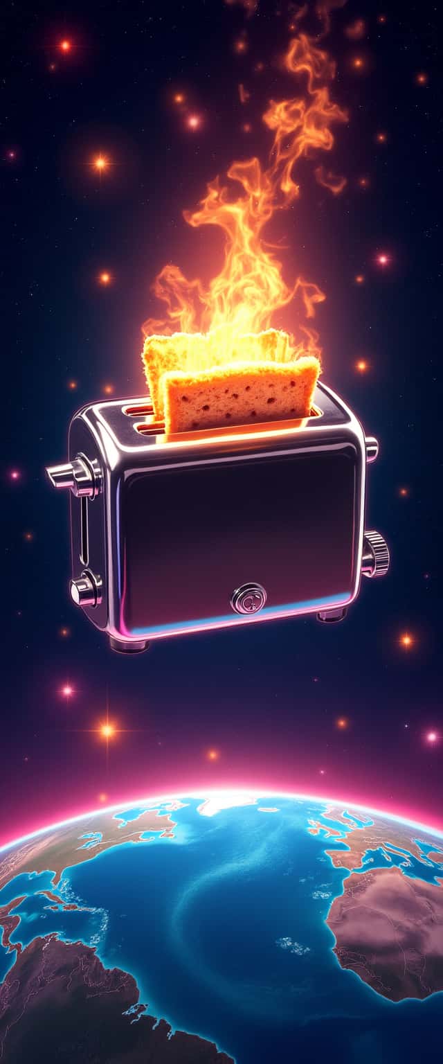 Playful Chrome Toaster in Space Phone Case