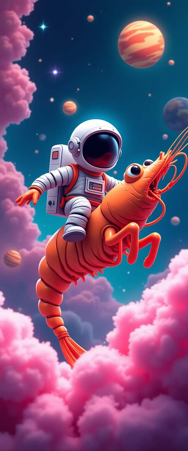 Cosmic Astronaut Riding Shrimp Phone Case Cosmic Astronaut Riding Shrimp Phone Case