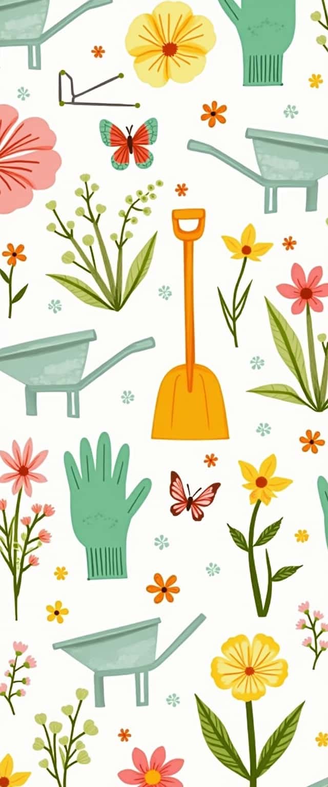 Gardening Tools and Flowers Pattern Phone Case