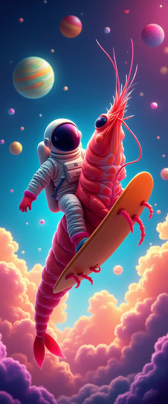 Astronaut Surfing on Flamboyant Shrimp Phone Case Astronaut Surfing on Flamboyant Shrimp Phone Case