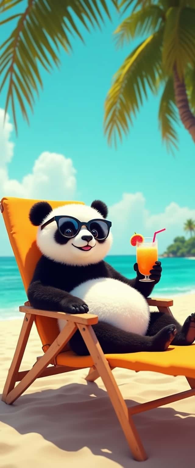 Panda on Beach Chair Phone Case Panda on Beach Chair Phone Case