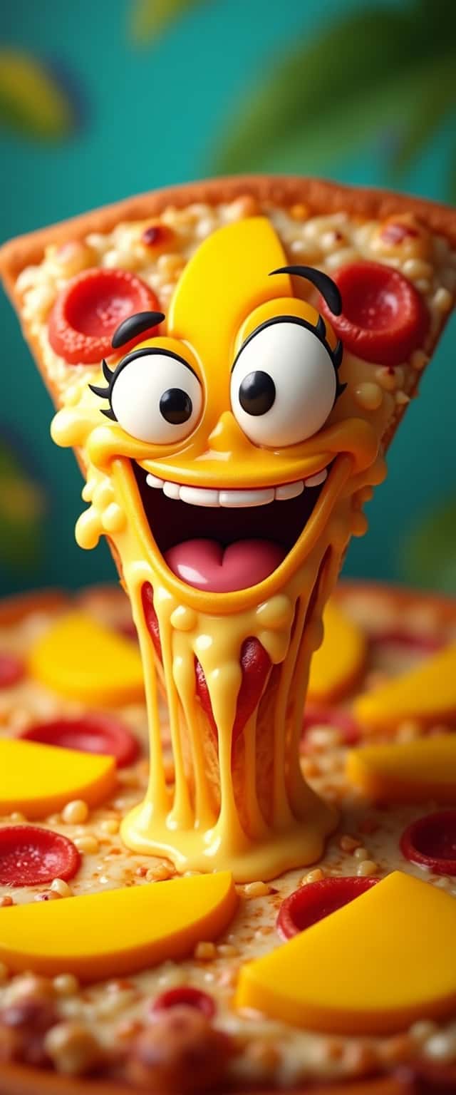 Cartoon Pizza Slice Portrait Phone Case