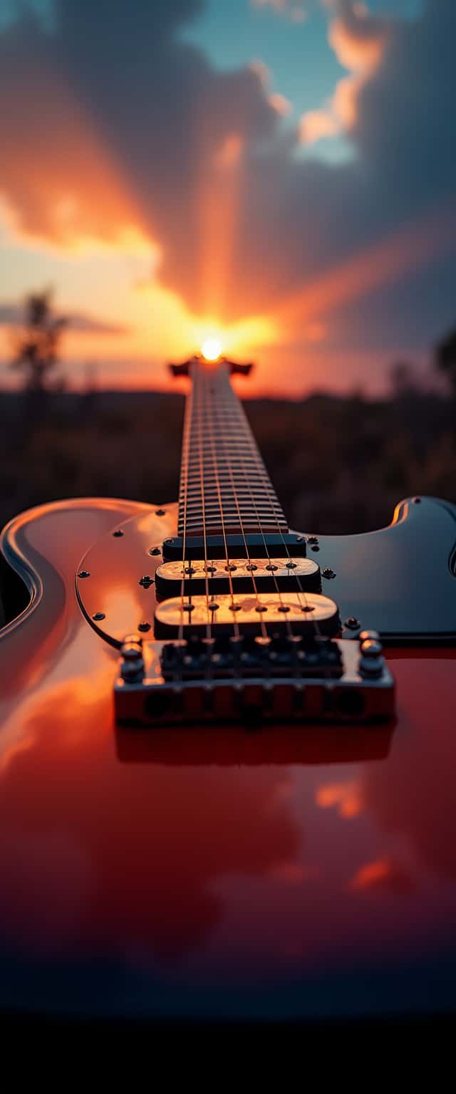 Electric Guitar Against Sunset Phone Case