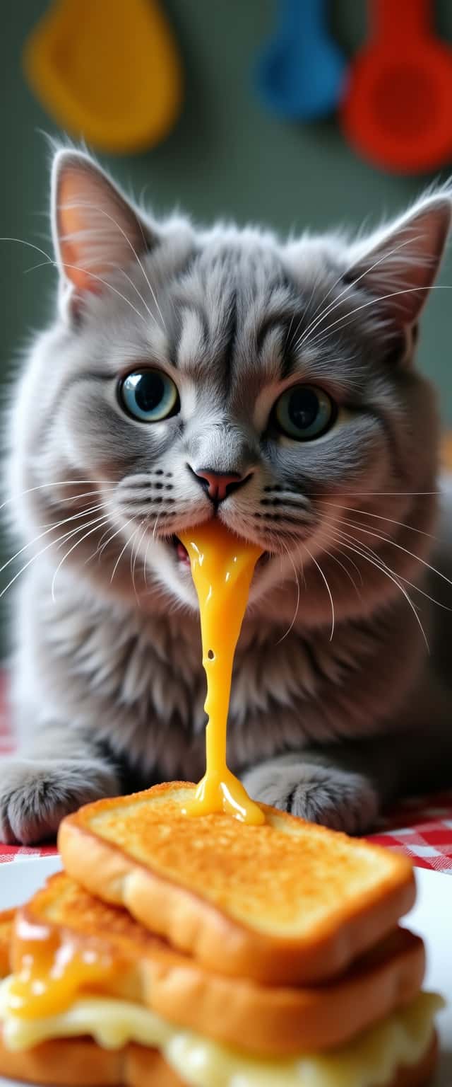 Fluffy Cat with Grilled Cheese Phone Case