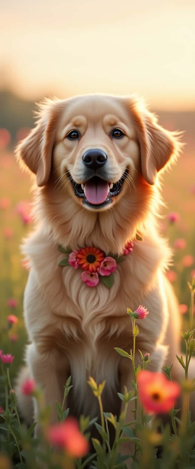 Golden Retriever in Wildflower Field Phone Case
