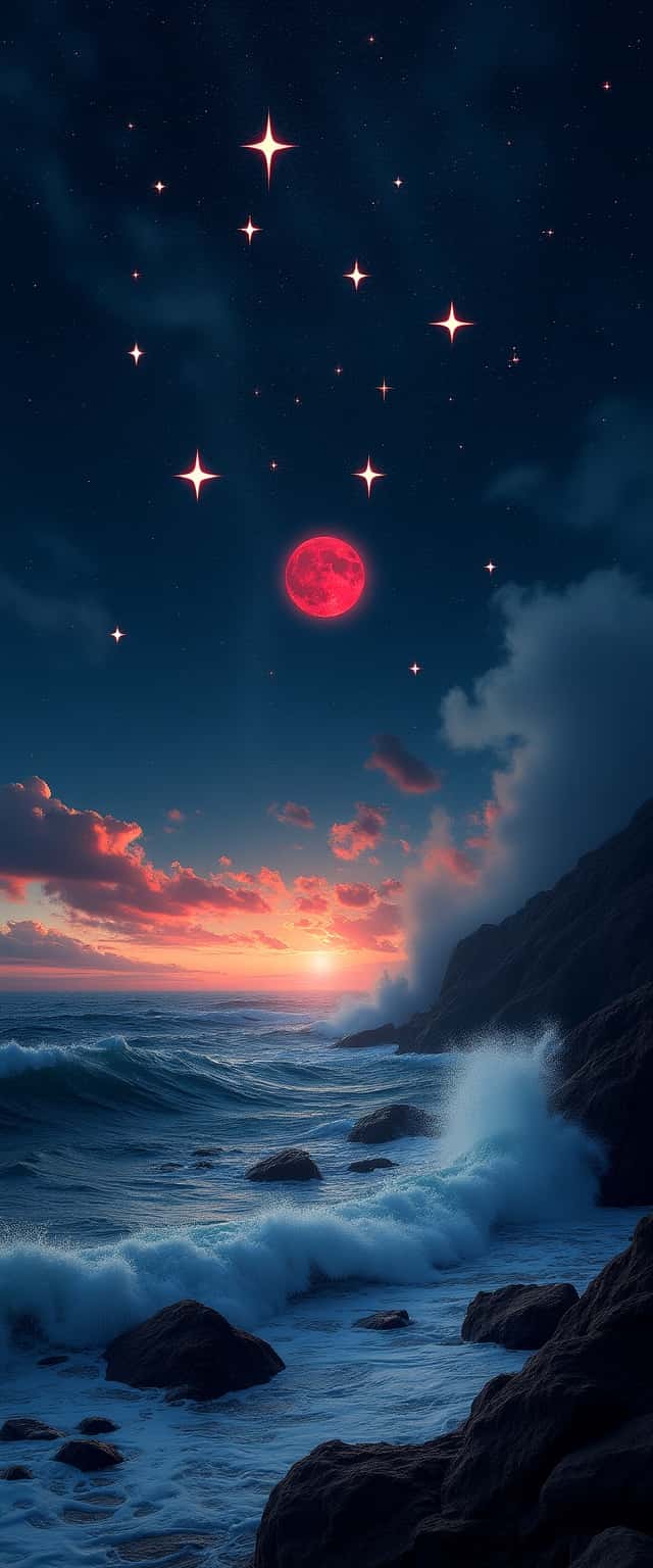 Turbulent Ocean Under Starry Sunset Phone Case Turbulent Ocean Under Starry Sunset Phone Case
