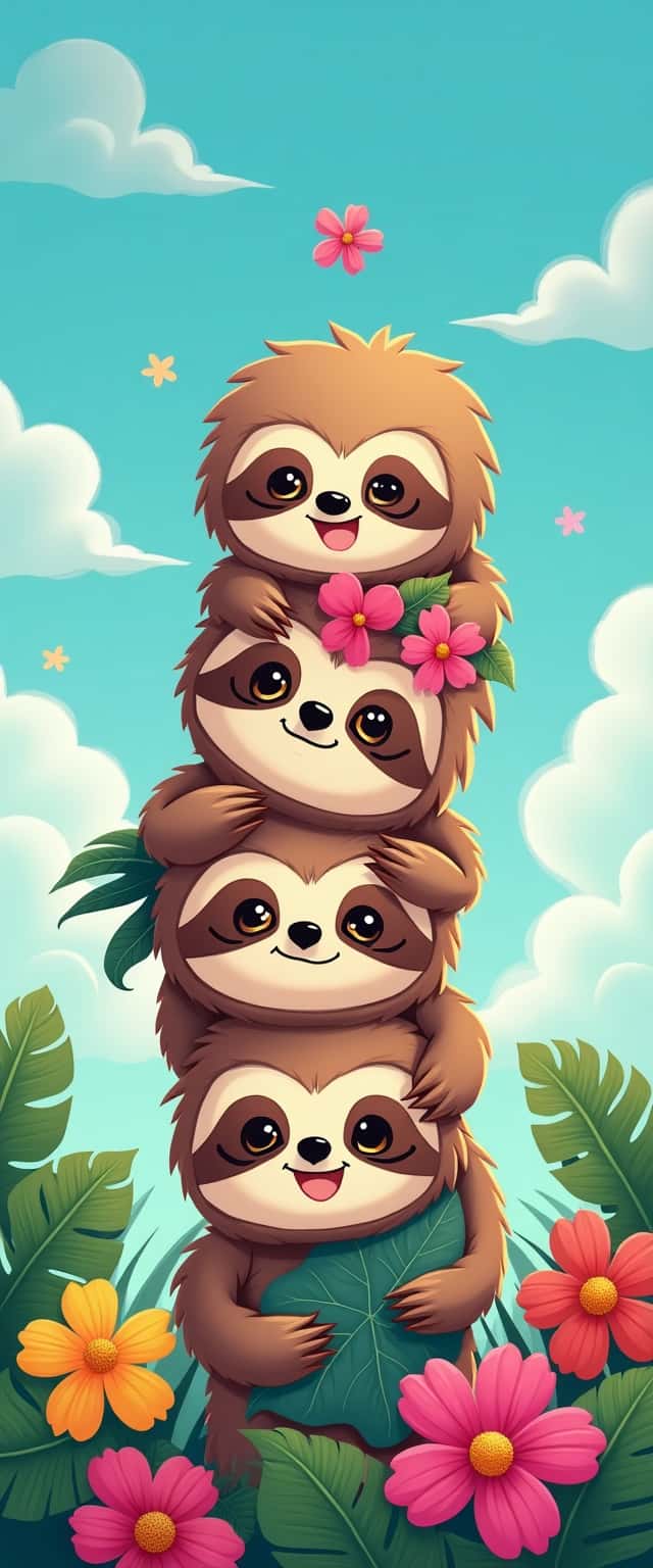 Adorable Sloths Stacked in Jungle Phone Case Adorable Sloths Stacked in Jungle Phone Case