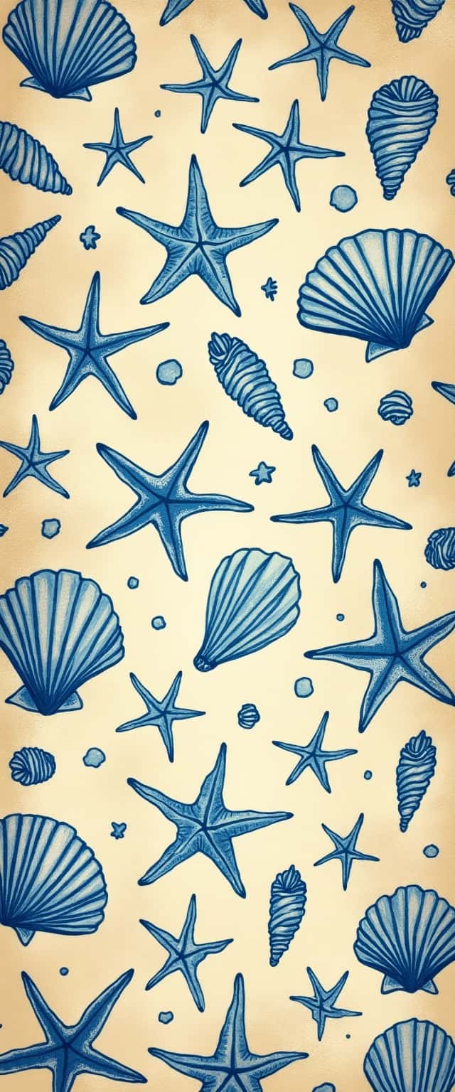 Nautical Seashell and Starfish Pattern Phone Case Nautical Seashell and Starfish Pattern Phone Case