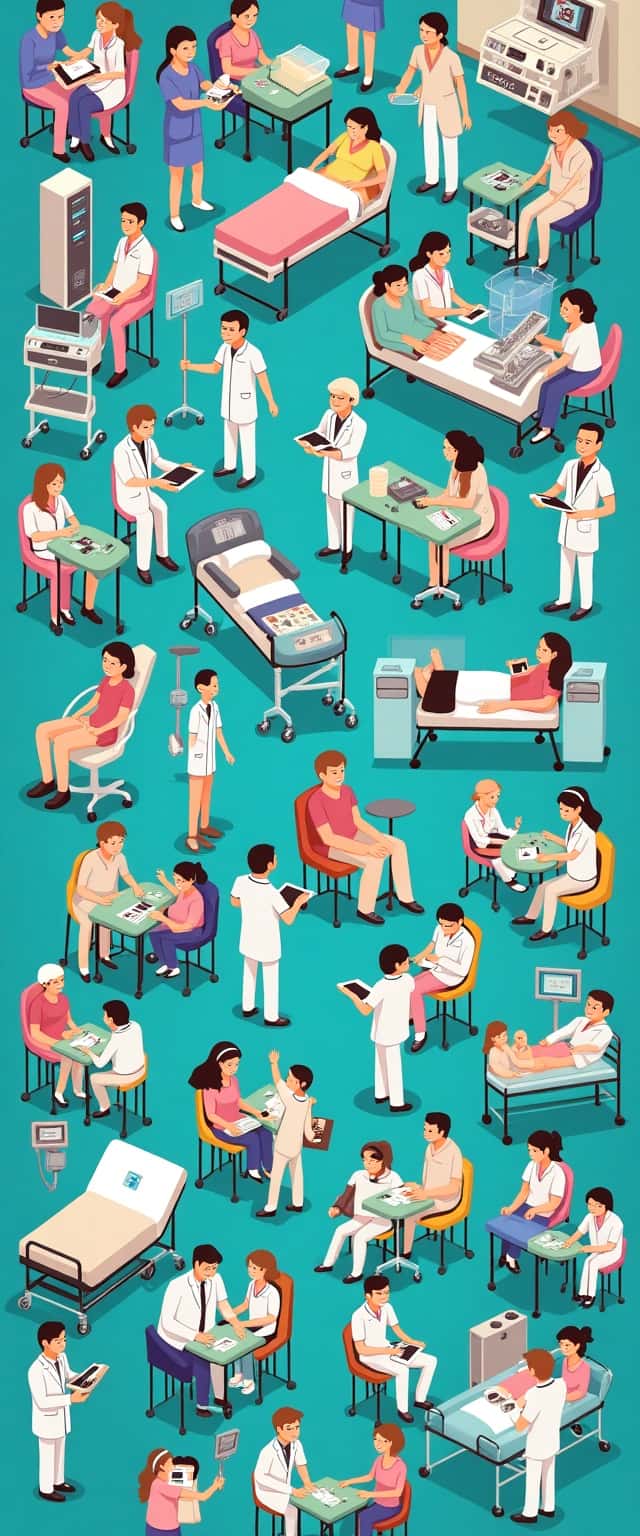 Cartoon Hospital Scene Illustration Phone Case