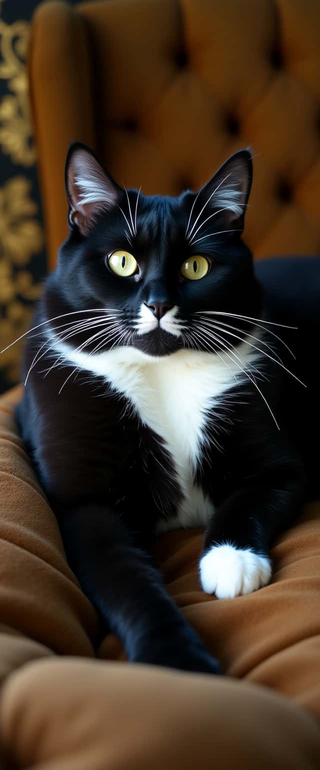 Elegant Tuxedo Cat on Velvet Phone Case
