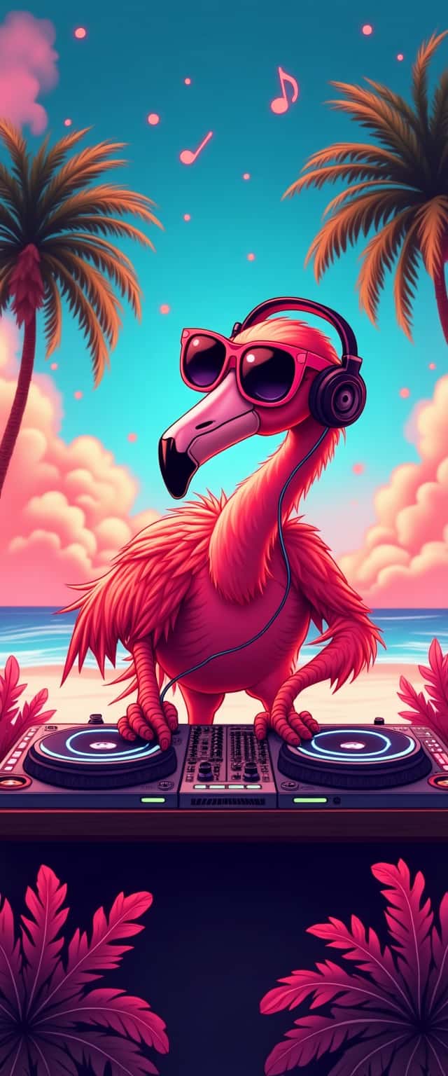 Flamingo Beach DJ Scene Phone Case Flamingo Beach DJ Scene Phone Case