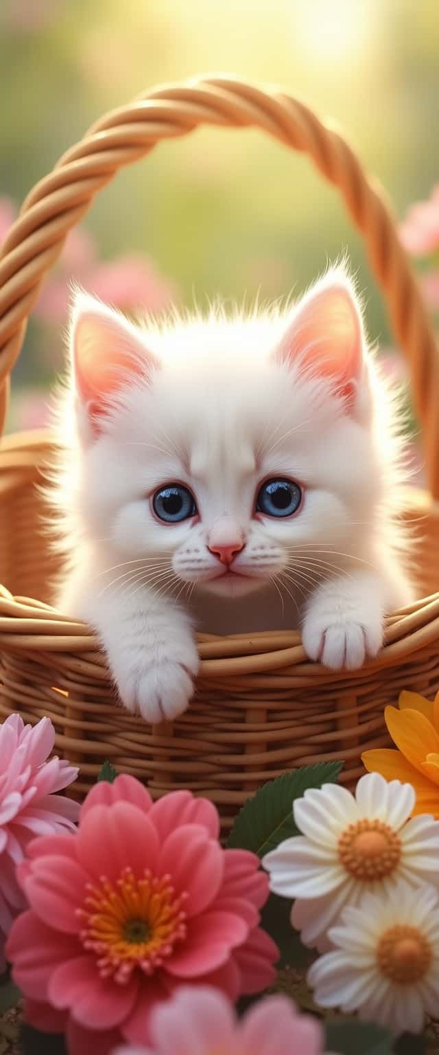 Fluffy Kitten in Woven Basket Phone Case