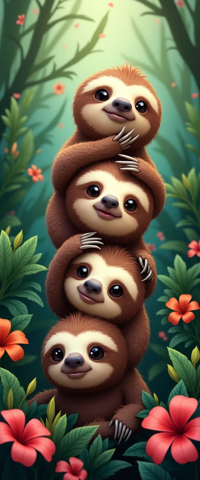 Playful Sloths in Tropical Foliage Phone Case