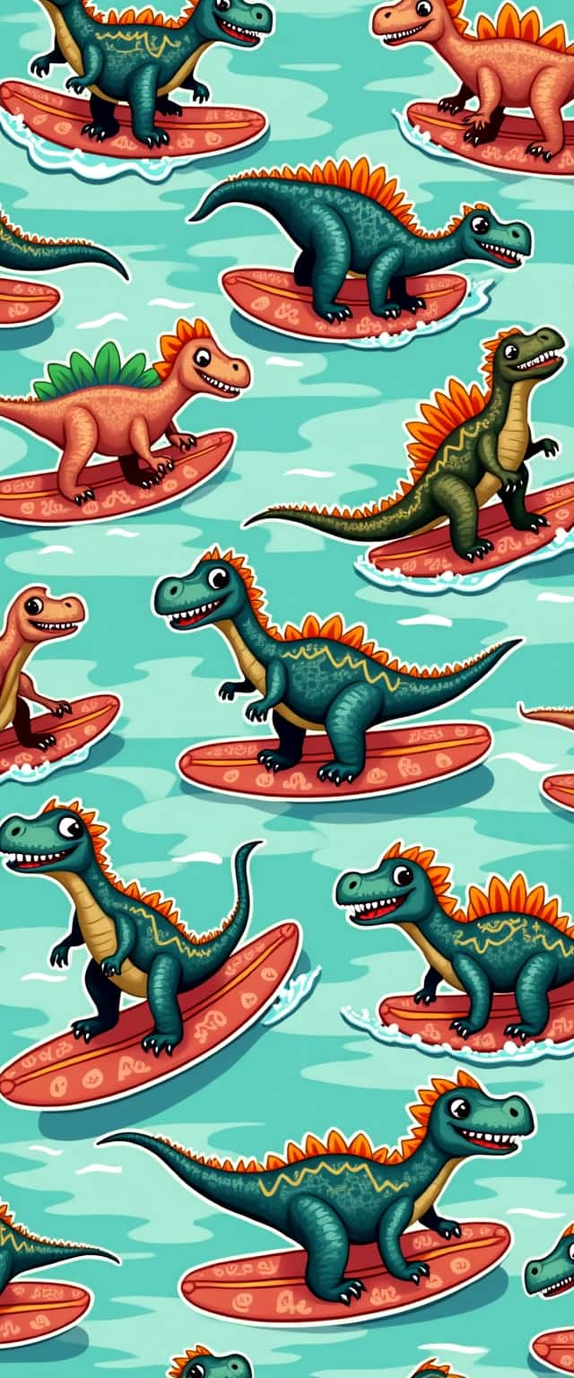 Playful Stegosauruses Surfing Design Phone Case Playful Stegosauruses Surfing Design Phone Case