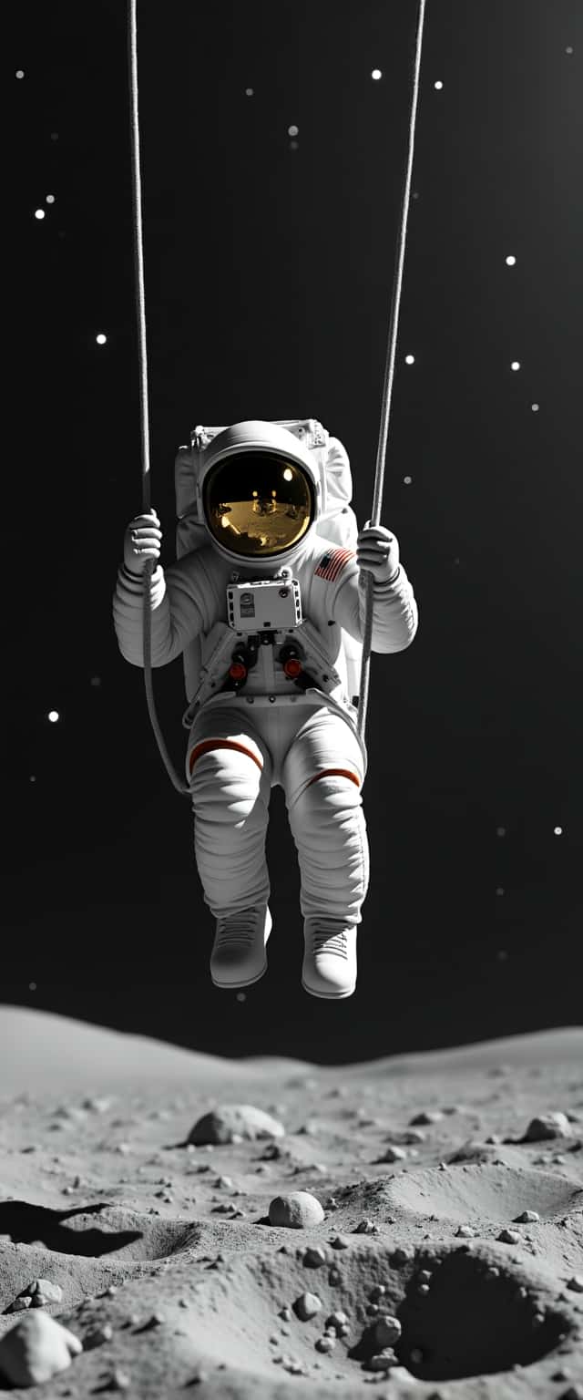 Astronaut Swinging on Moon Phone Case