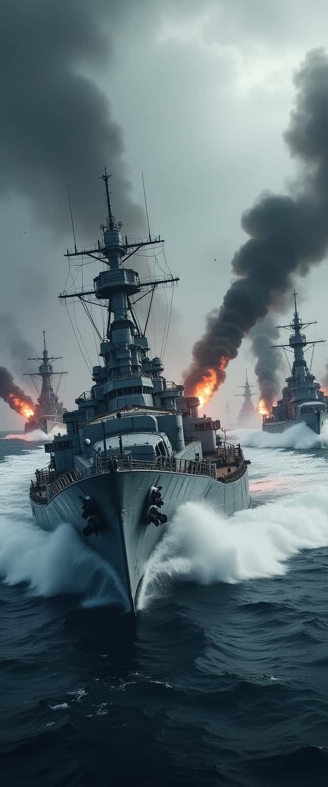 World War II Naval Battle Scene Phone Case World War II Naval Battle Scene Phone Case
