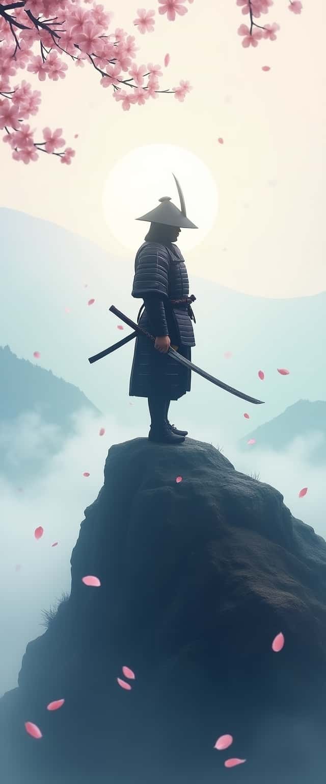 Minimalist Samurai on Mountain Phone Case