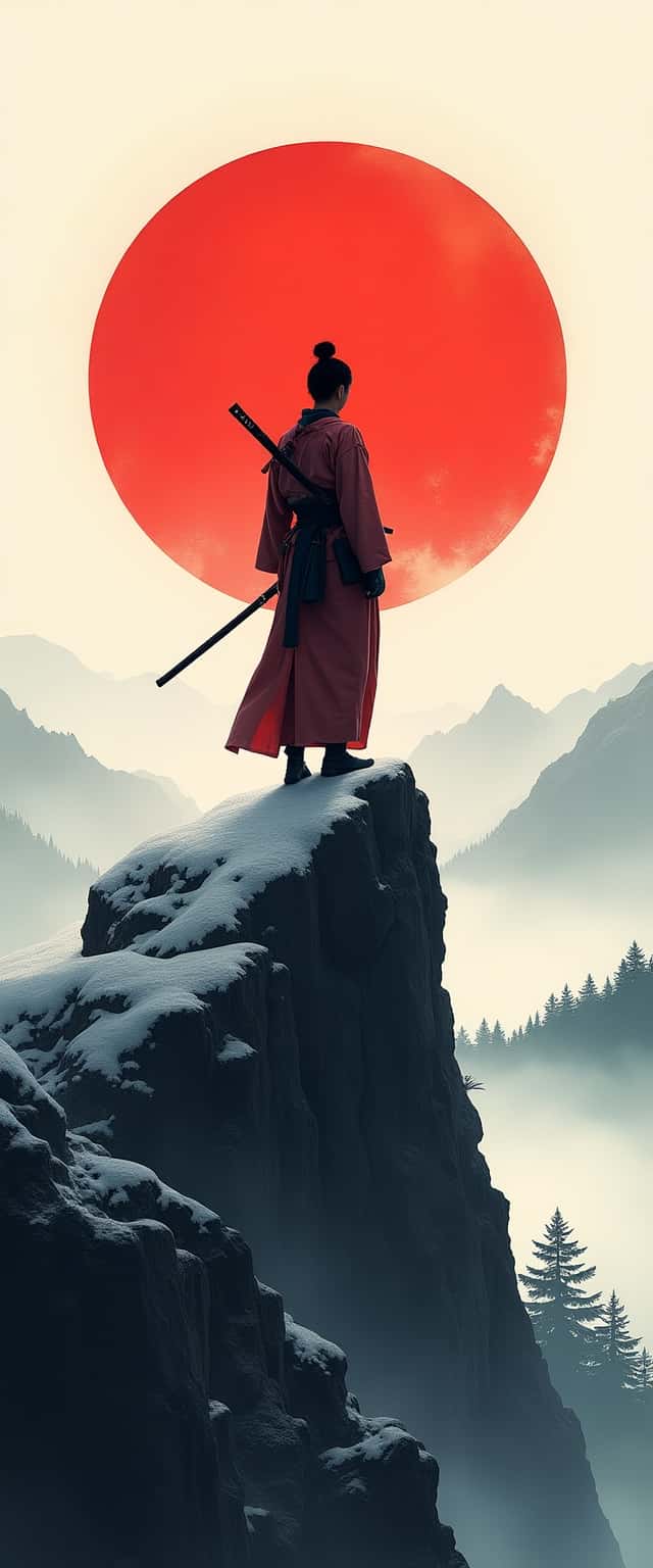 Samurai on Snowy Peak Phone Case