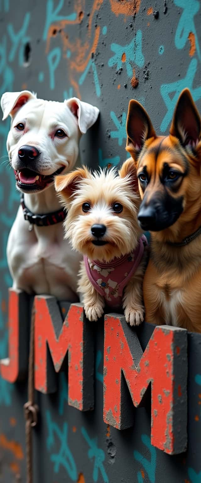 Initials and Dogs on Graffiti Wall Phone Case Initials and Dogs on Graffiti Wall Phone Case