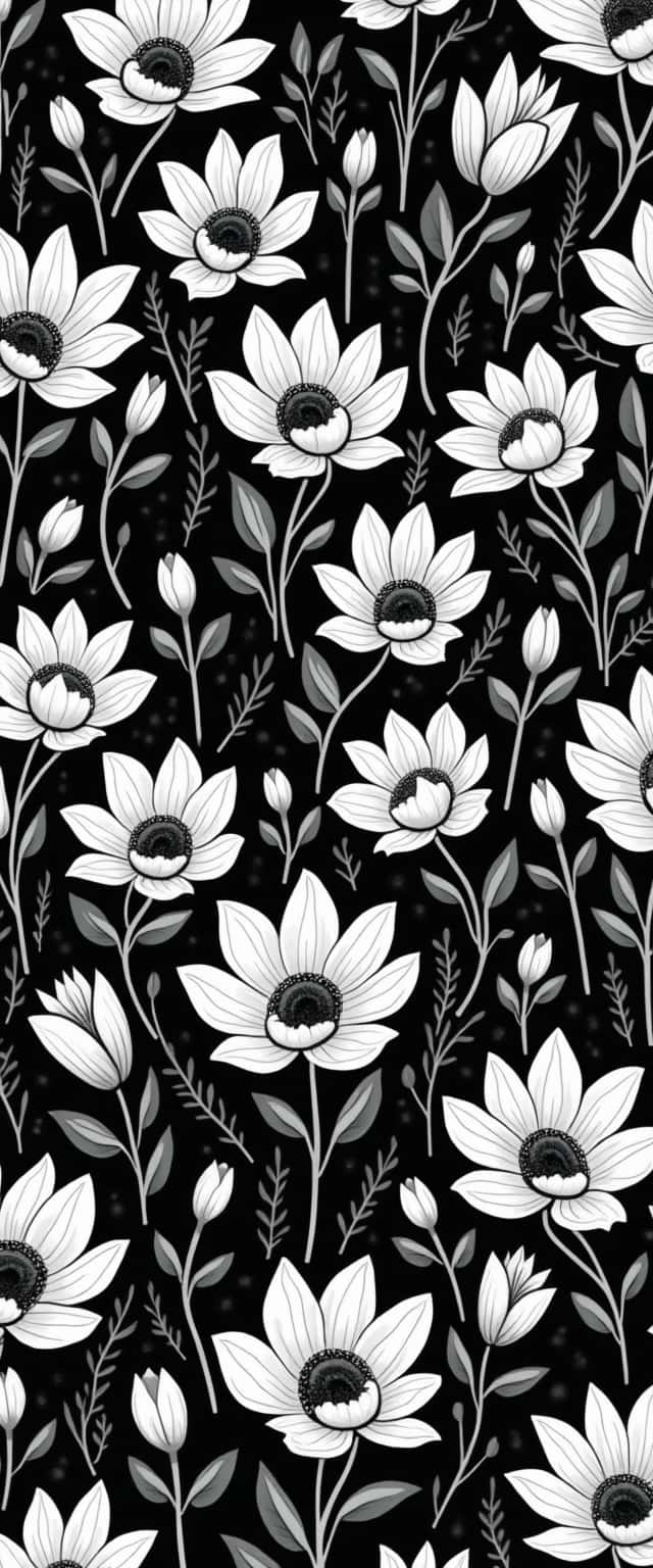 Black and White Floral Pattern Phone Case Black and White Floral Pattern Phone Case