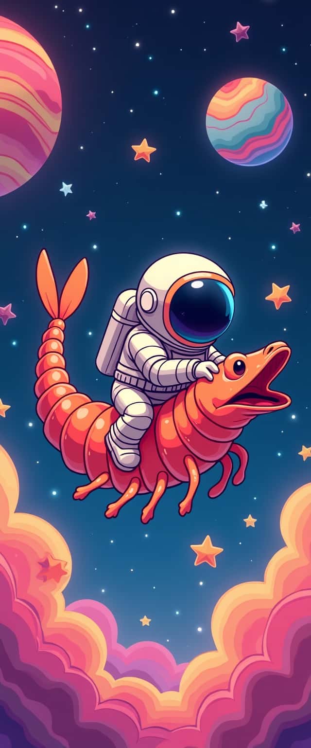 Cartoon Astronaut Riding Shrimp Phone Case Cartoon Astronaut Riding Shrimp Phone Case