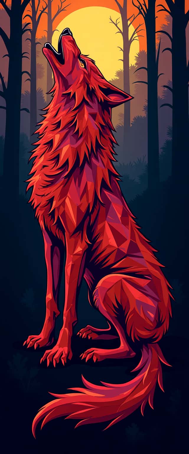 Geometric Howling Wolf Design Phone Case Geometric Howling Wolf Design Phone Case