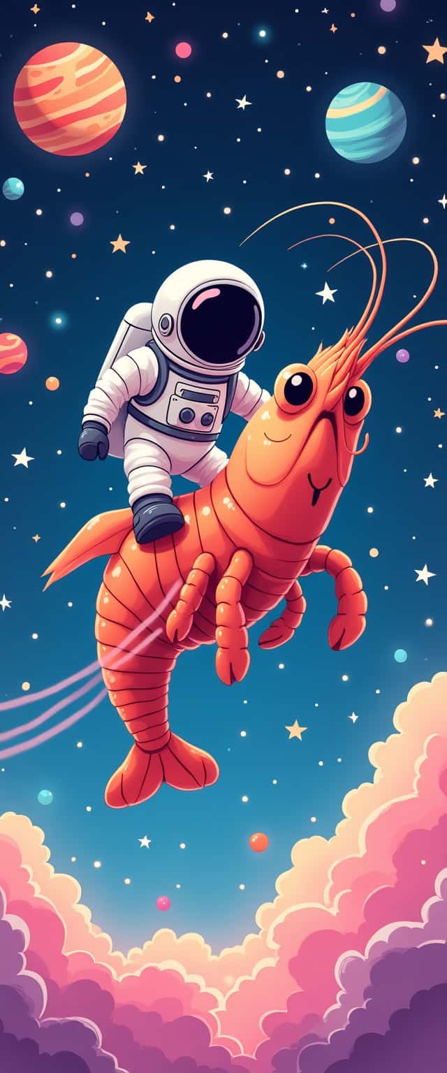 Psychedelic Astronaut on Shrimp Phone Case