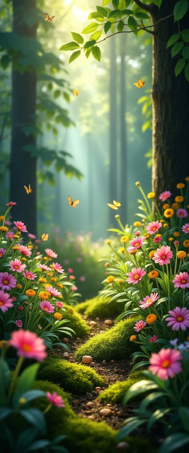 Lush Forest Wildflower Scene Phone Case