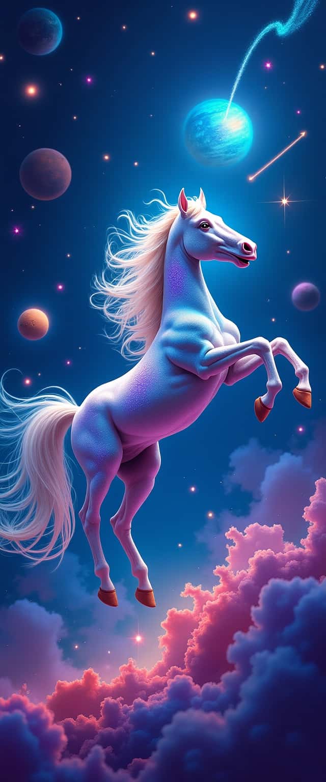 Horse in Colorful Galaxy Phone Case