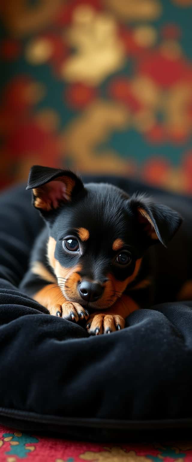 Mini Pinscher Puppy on Cushion Phone Case